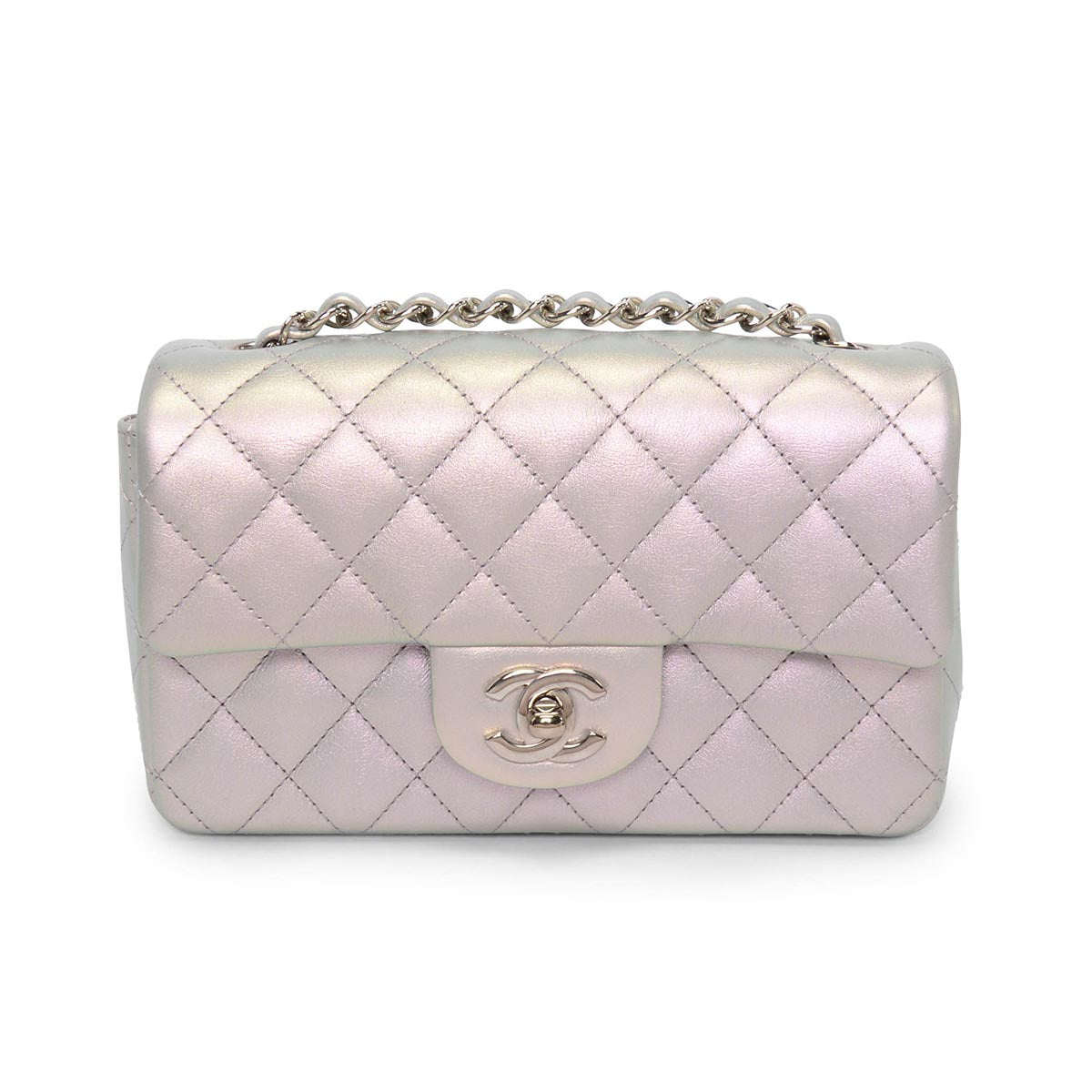 Chanel Purple Iridescent Calfskin Mini Rectangular Flap Bag