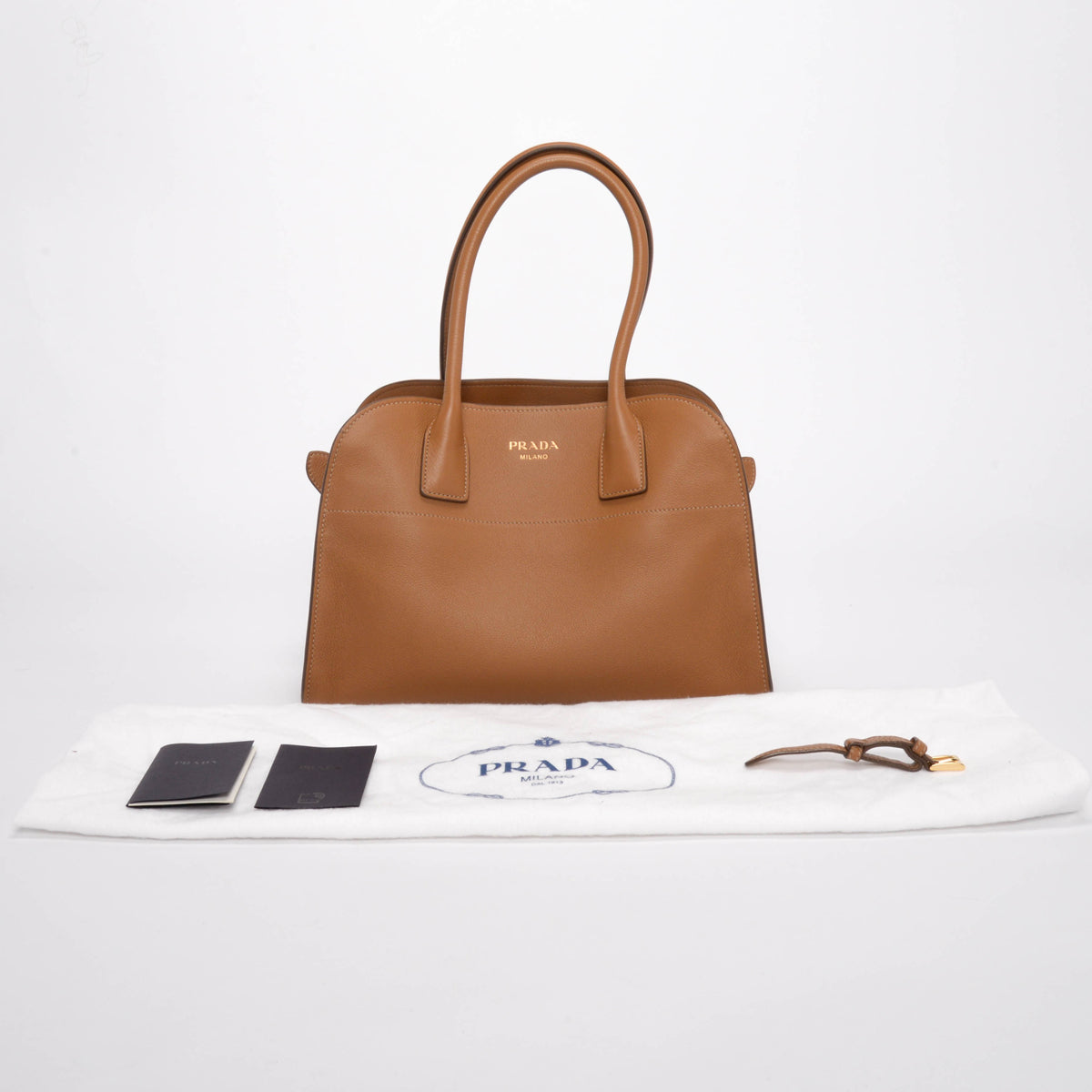 Prada Caramel Grained Leather Medium Tote