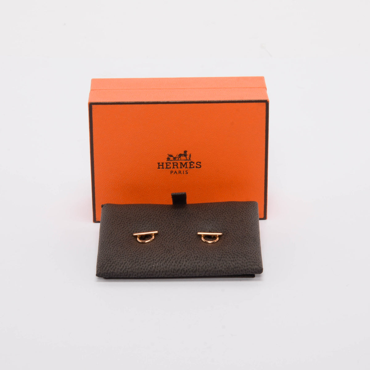 Hermes 18k Rose Gold Echappee Small Model Earrings