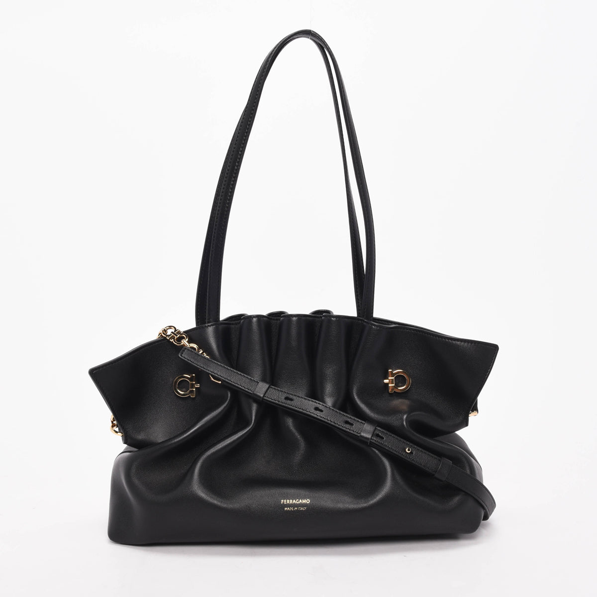 Ferragamo Black Nappa Medium Soft Bag