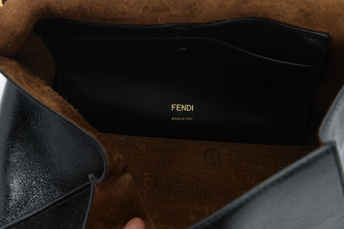 Fendi Black Glossy Lambskin Kan U Shoulder Bag