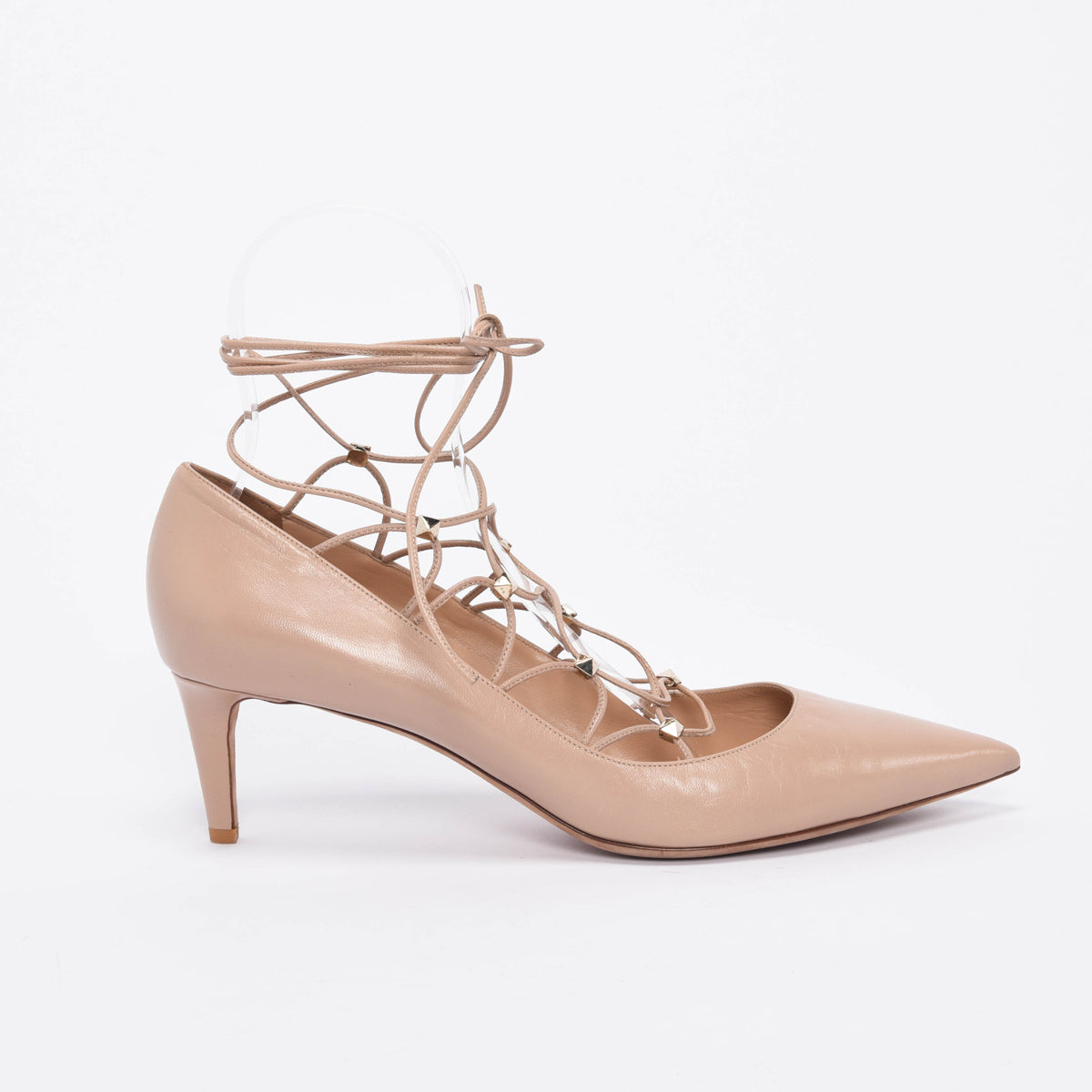 Valentino Poudre Calfskin Lace Up Pumps 42