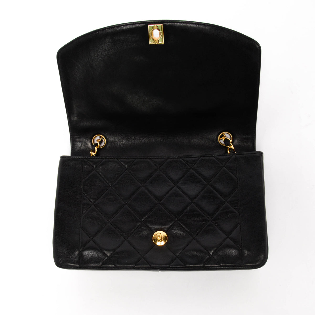 Chanel Vintage Black Quilted Lambskin Medium Diana Bag