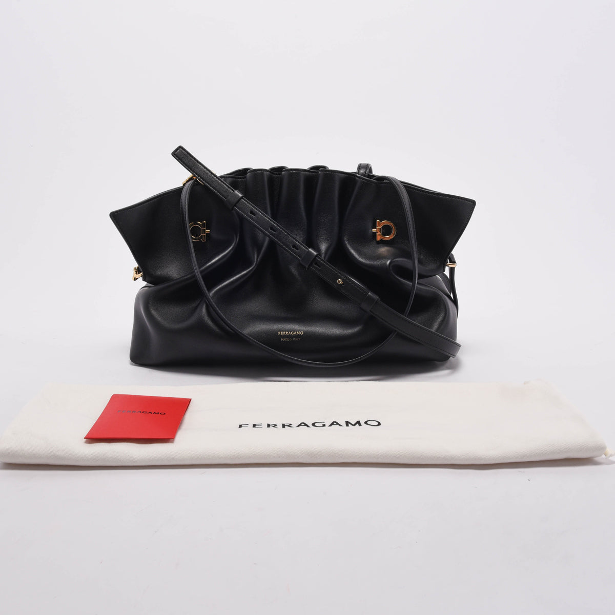 Ferragamo Black Nappa Medium Soft Bag