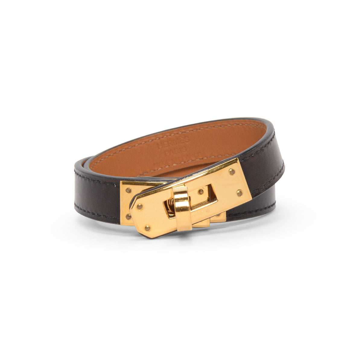 Hermes Black Box Calf Kelly Double Tour Bracelet
