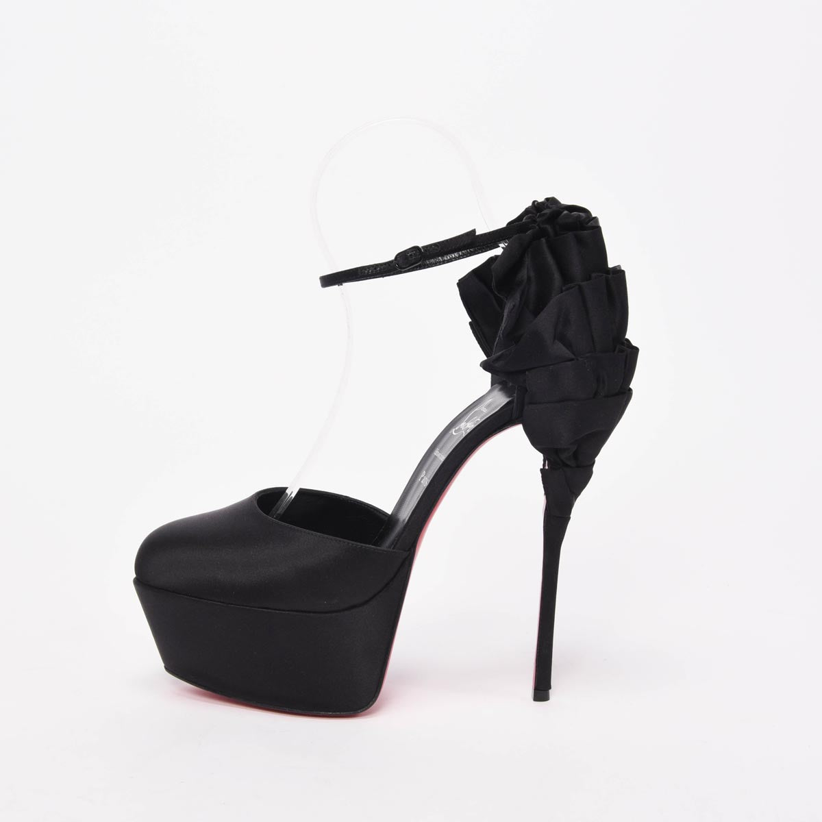 Christian Louboutin Black Satin Maria Frou Alta Platform Pumps 42