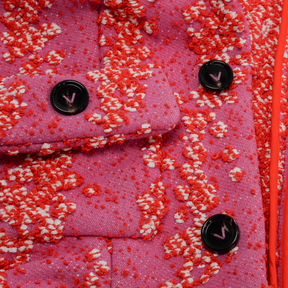 Bottega Veneta Bubblegum & Tomato Boucle Cropped Jacket IT 36