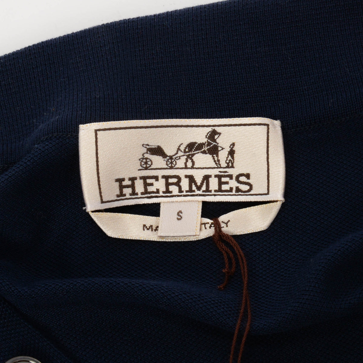 Hermes Marine Cotton Piqures Sellier Polo S