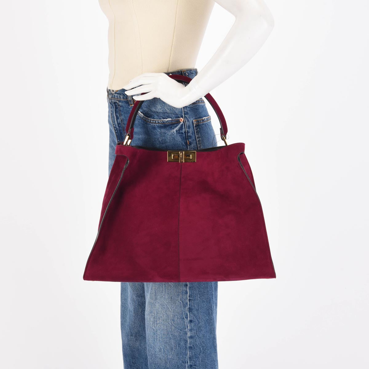 Fendi Cyclamen Suede Peekaboo X-Lite Large Tote