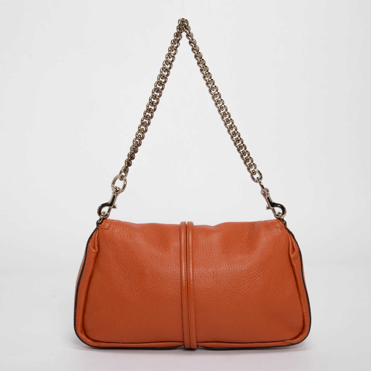 Gucci Orange Grained Leather Croisette Bamboo Evening Bag