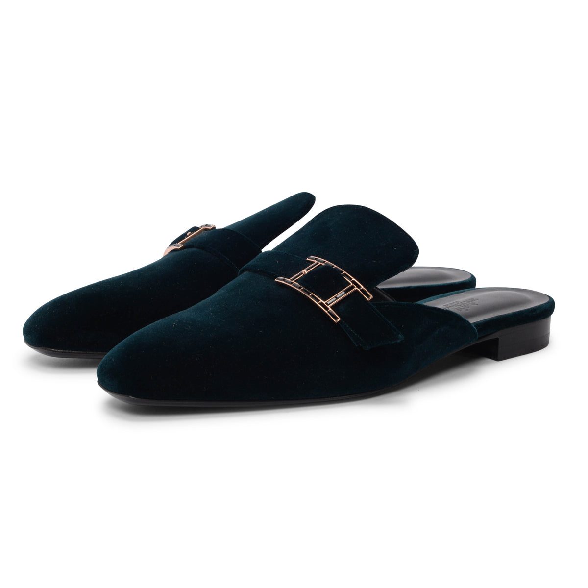 Hermes Petrole Velvet Beauty Mules 41