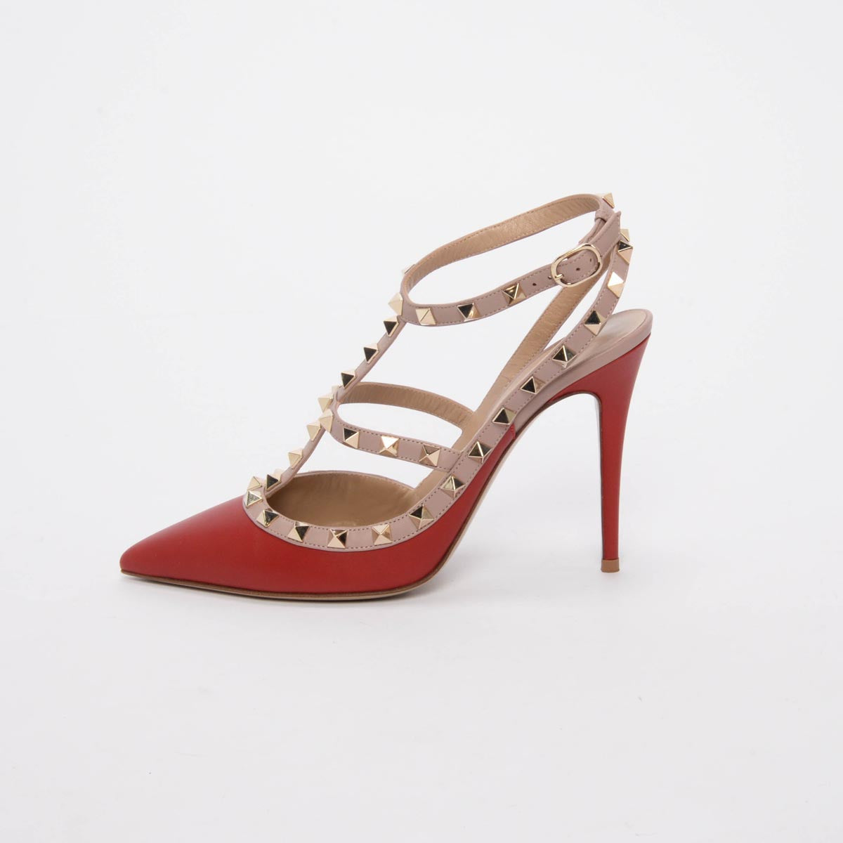 Valentino Red Calfskin Rockstud Cage Pumps 39