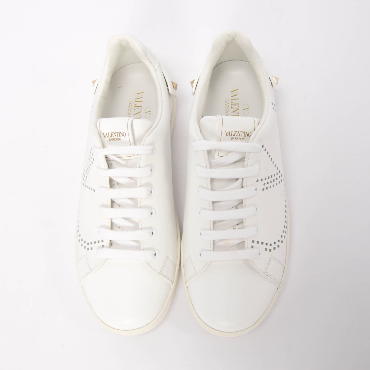 Valentino White Calfskin VLogo Backnet Sneakers 38