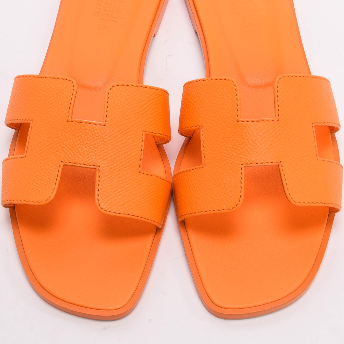 Hermes Orange Sunset Epsom Oran Sandals 38