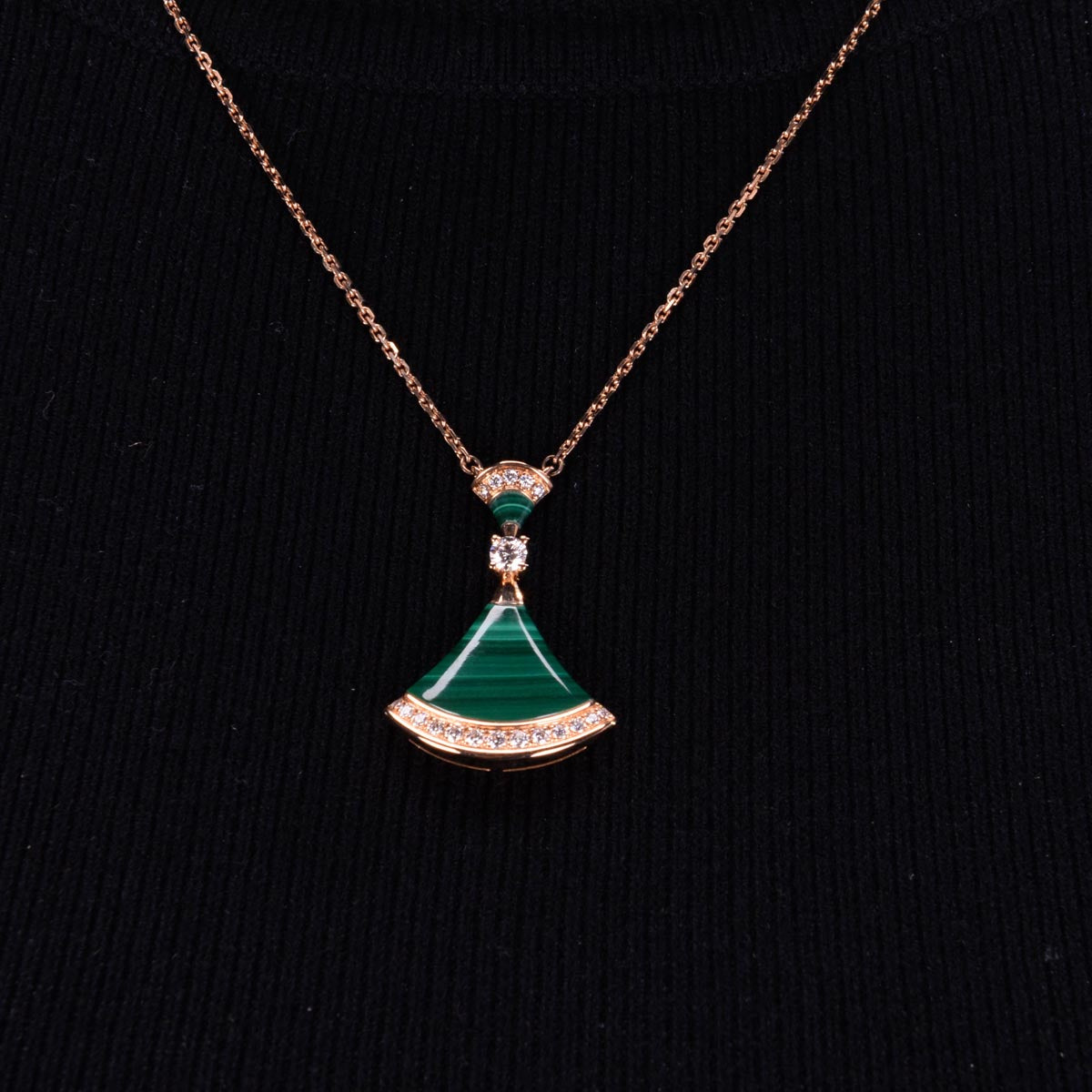 Bulgari Emerald Malachite & Rose Gold Diva's Dream Necklace