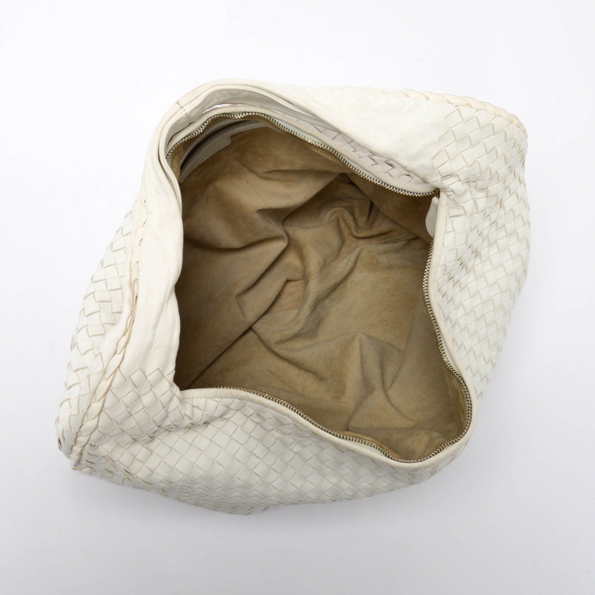 Bottega Veneta White Nappa Intrecciato Maxi Veneta Hobo