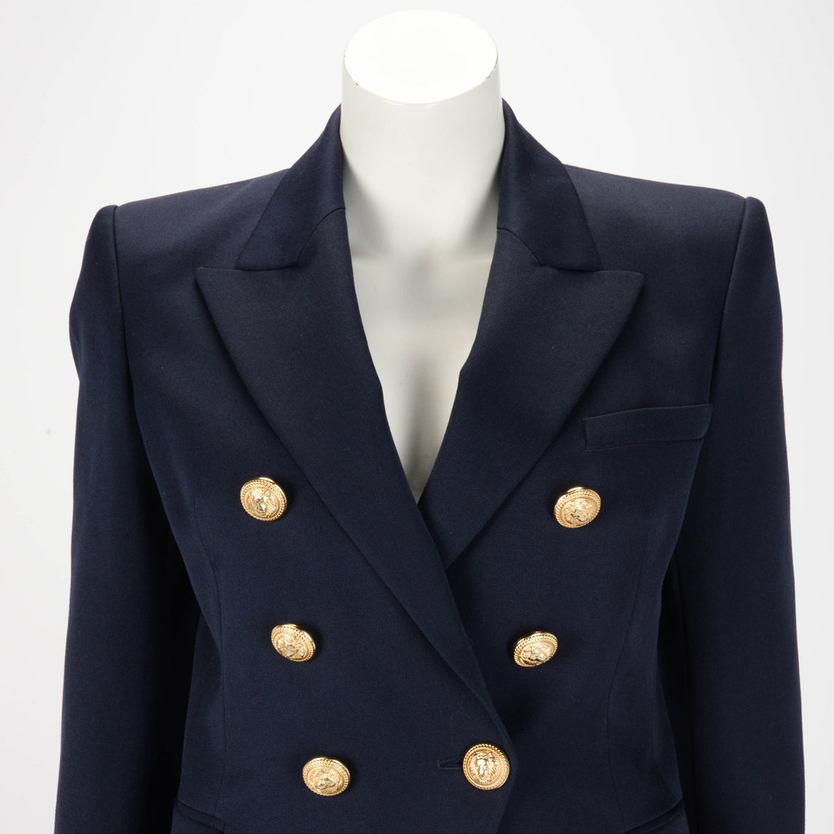 Balmain Navy Wool Classic DB Blazer FR 40