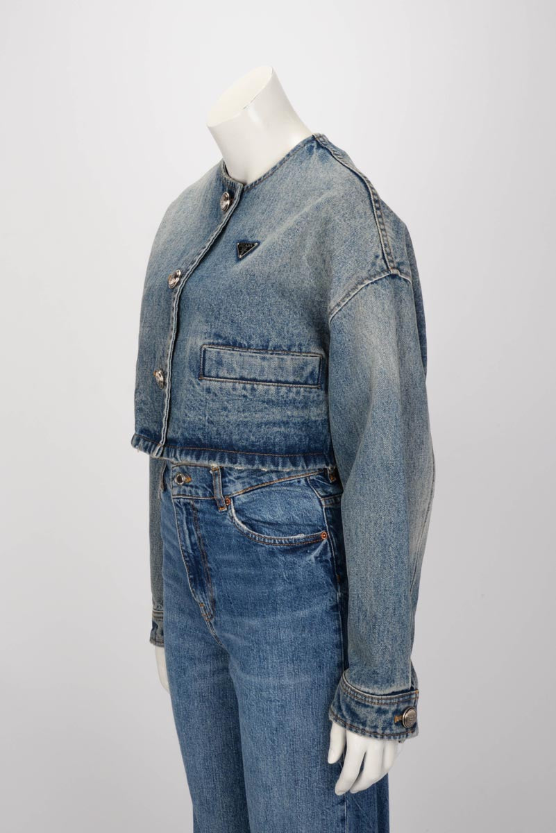 Prada Denim Vintage Wash Blouson Jacket IT 36