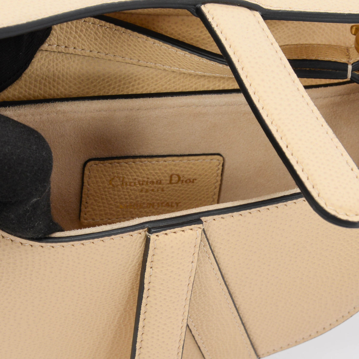 Dior Light Cream Grained Calfskin Mini Saddle Bag