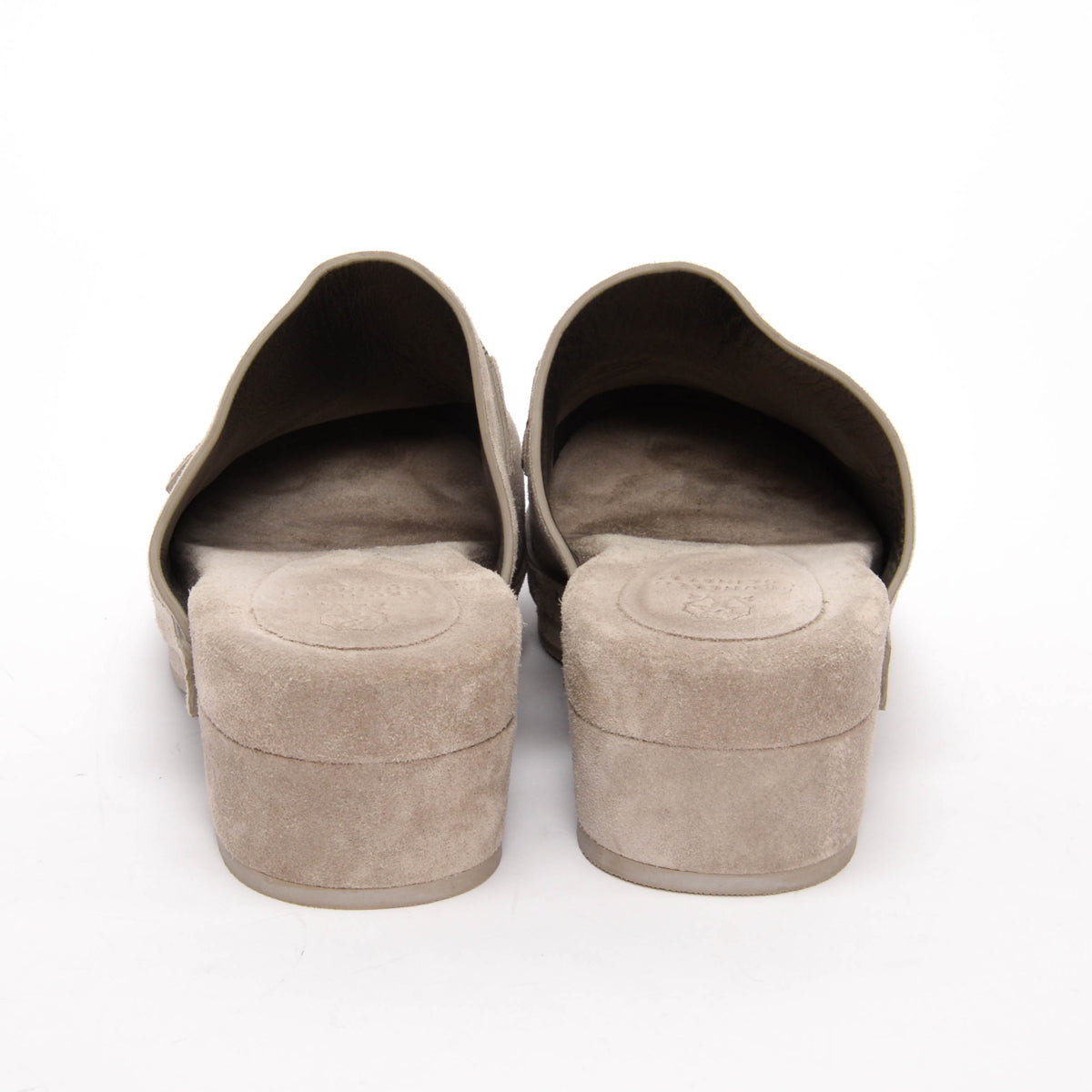 Brunello Cucinelli Grey Suede Monili Beaded Clogs 39.5