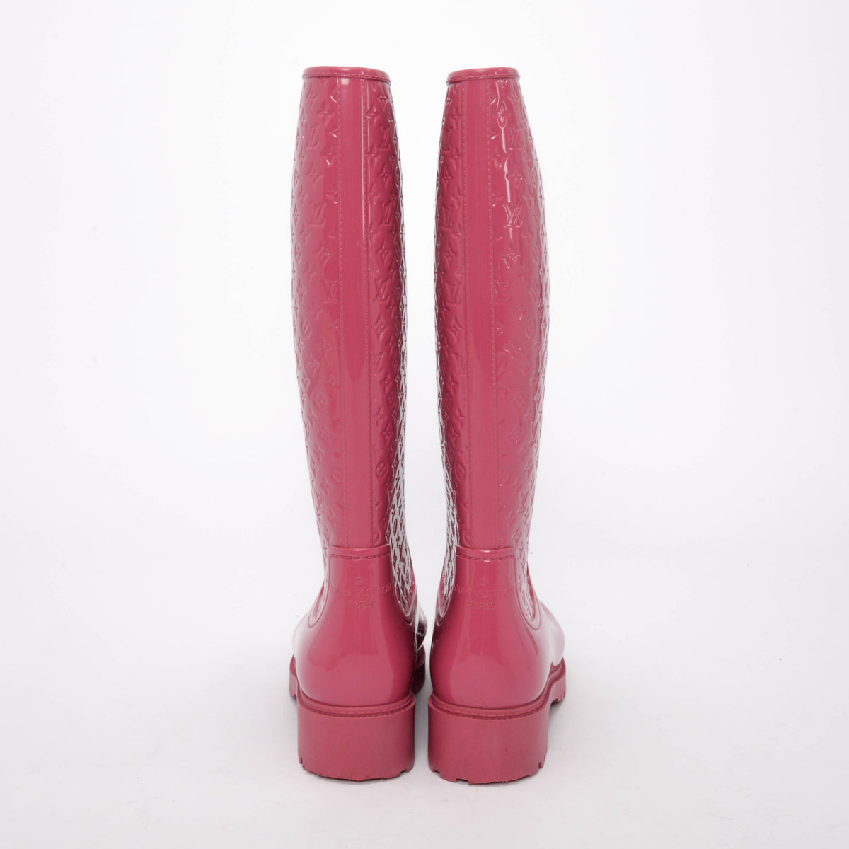 Louis Vuitton Pink Rubber Monogram Splash Rain Boots 36