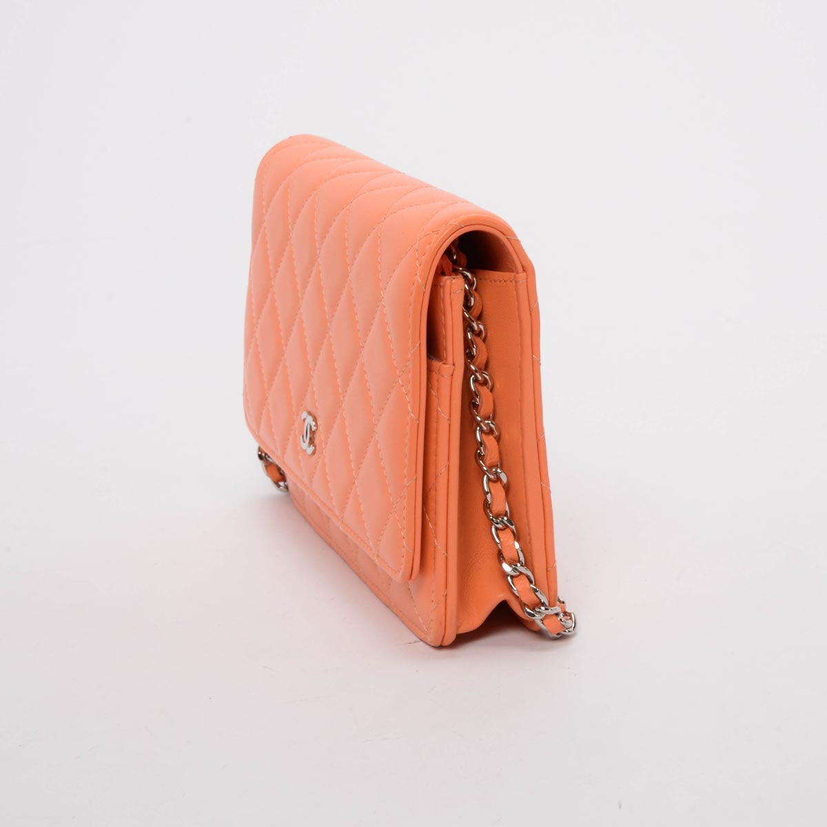 Chanel Light Orange Lambskin Wallet on Chain