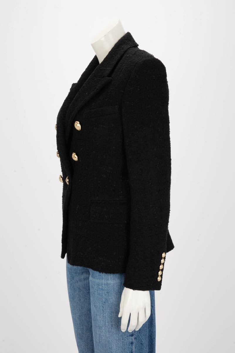 Balmain Black Boucle Classic DB Blazer FR 44