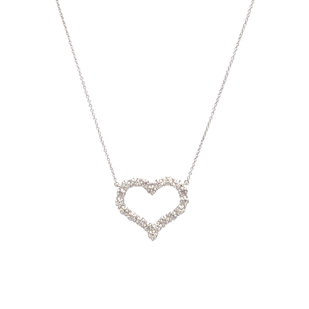Tiffany & Co Platinum & Diamond Large Heart Pendant Necklace