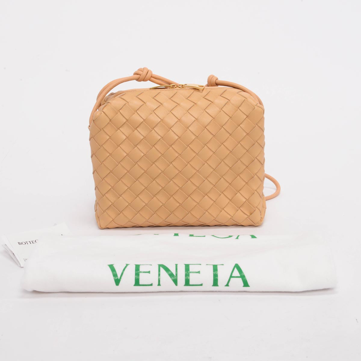 Bottega Veneta Almond Intrecciato Small Loop Camera Bag