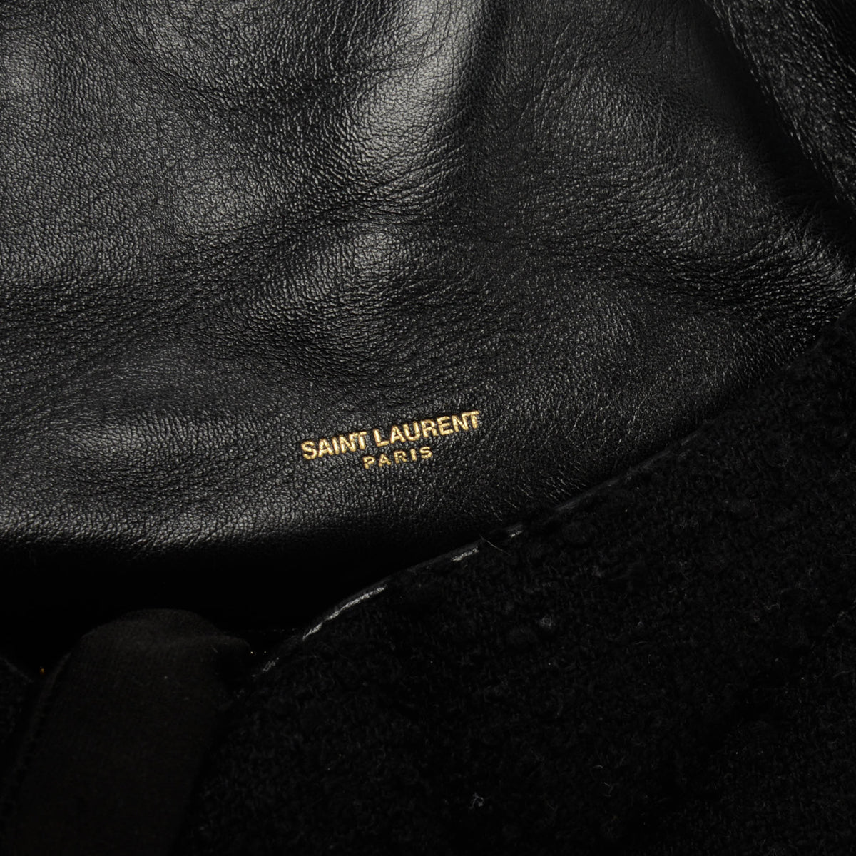 Saint Laurent Black Boucle Tweed Small Lou Lou Puffer Bag