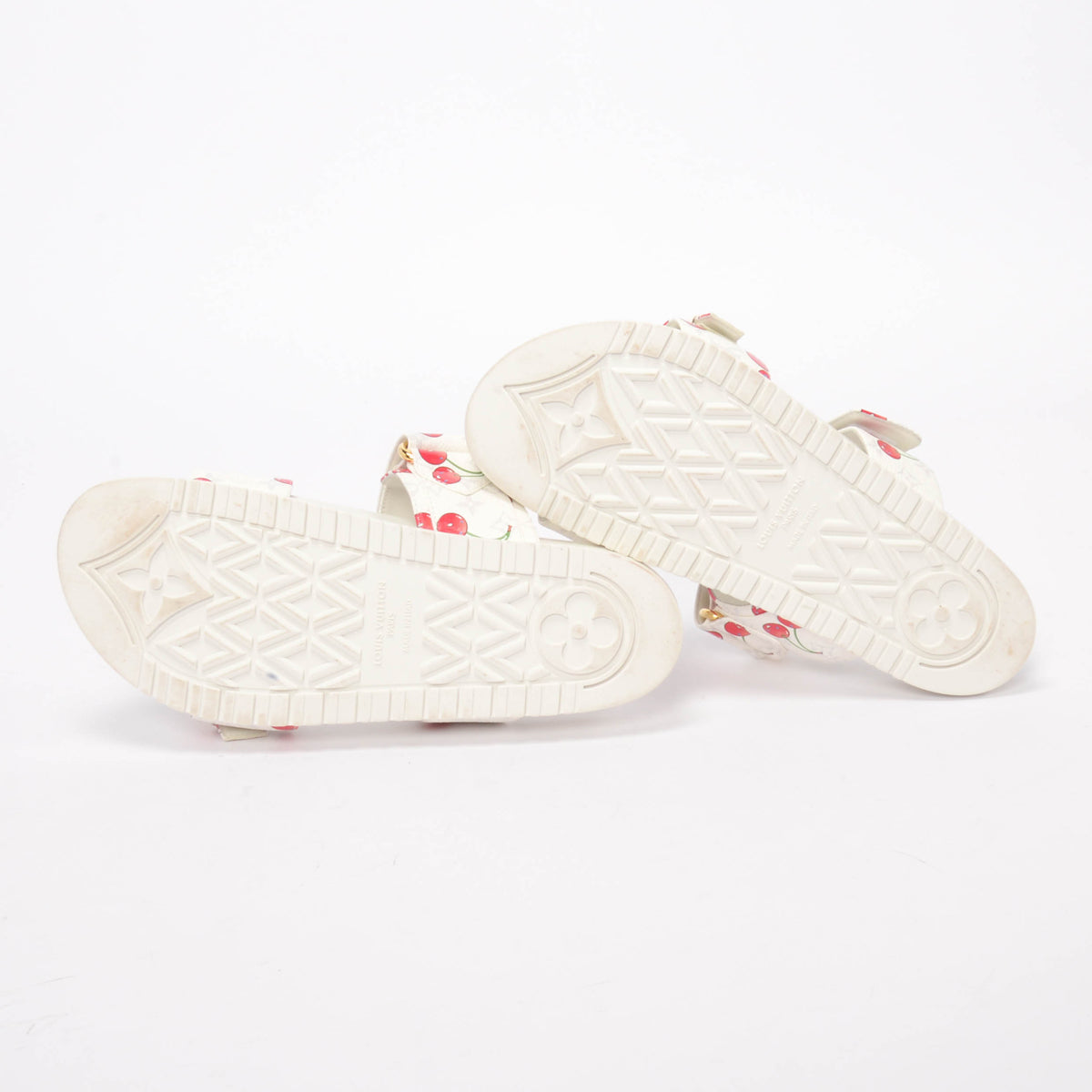 Louis Vuitton x TM White Monogram Cerises Bom Dia Comfort Flat Mules 38