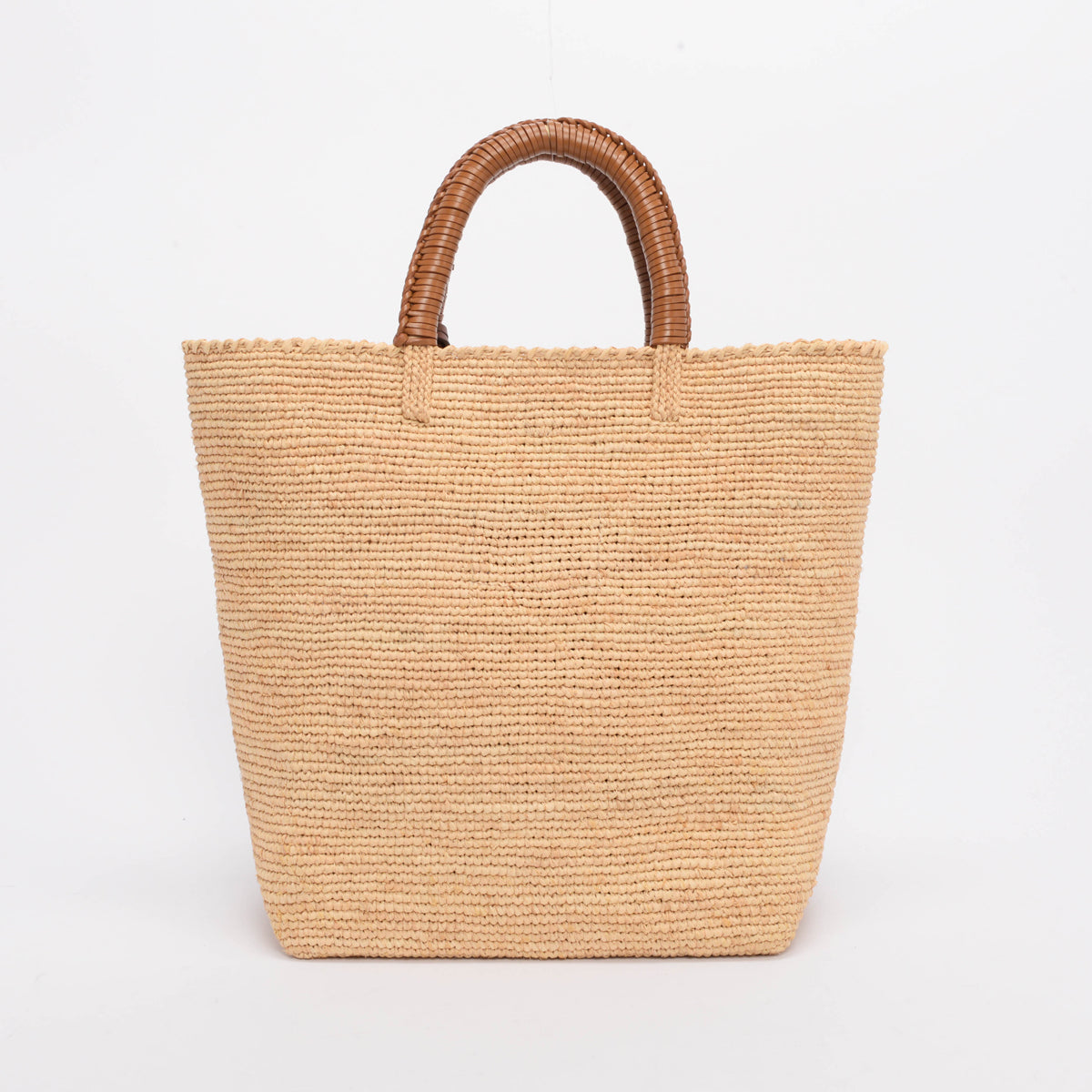 Prada Tan Vitello & Raffia Symbole Tote