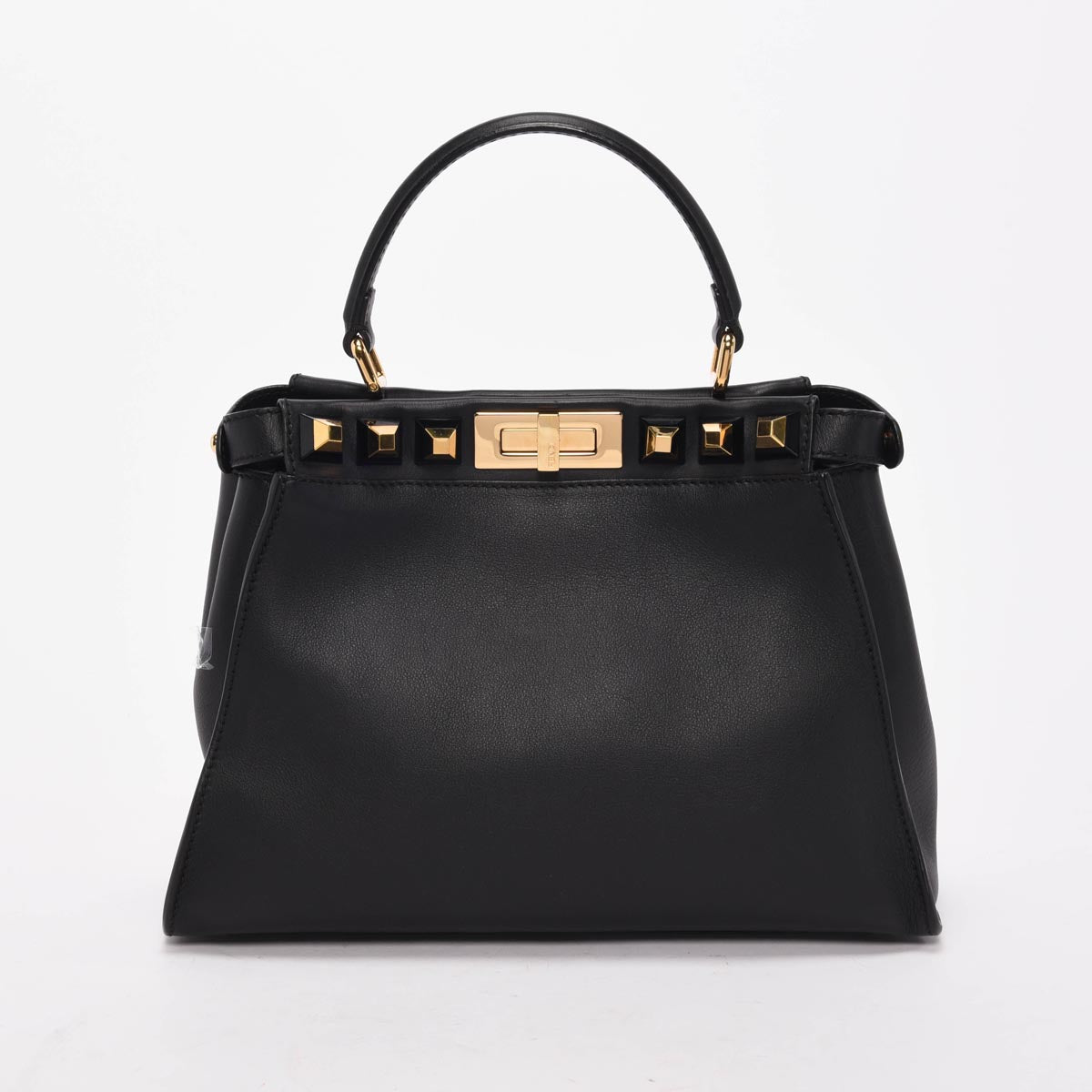 Fendi Black Calfskin Studded Medium Peekaboo Bag