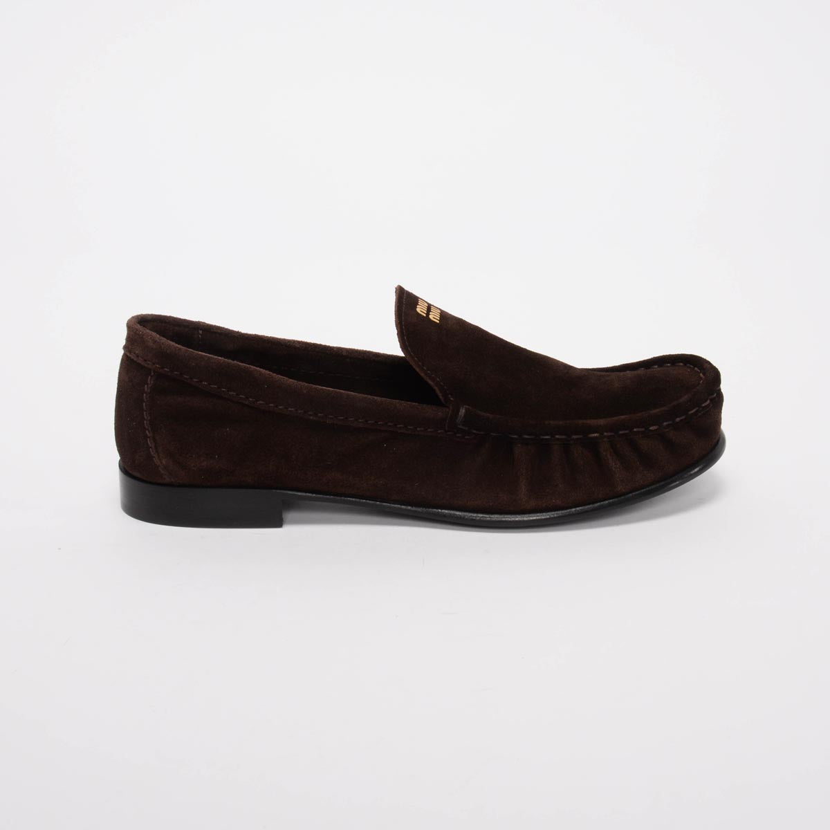 Miu Miu Dark Brown Suede Loafers 37.5