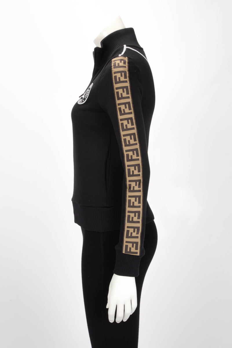 Fendi Black Cotton Logo Track Jacket IT 38