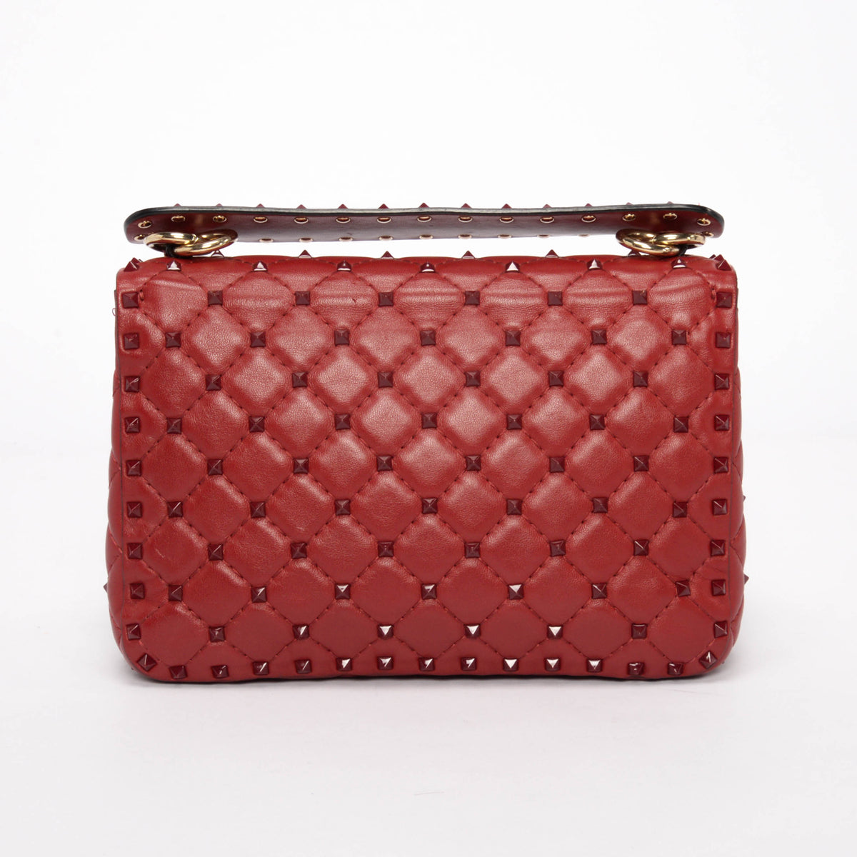 Valentino Red Calfskin Medium Rockstud On Love Bag