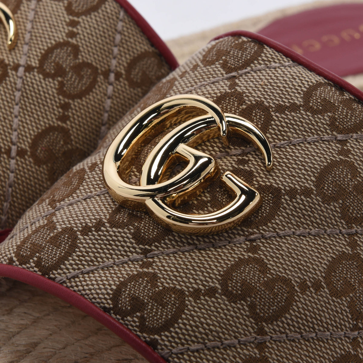 Gucci Cherry Diagonal GG Marmont Espadrille Slides 37.5