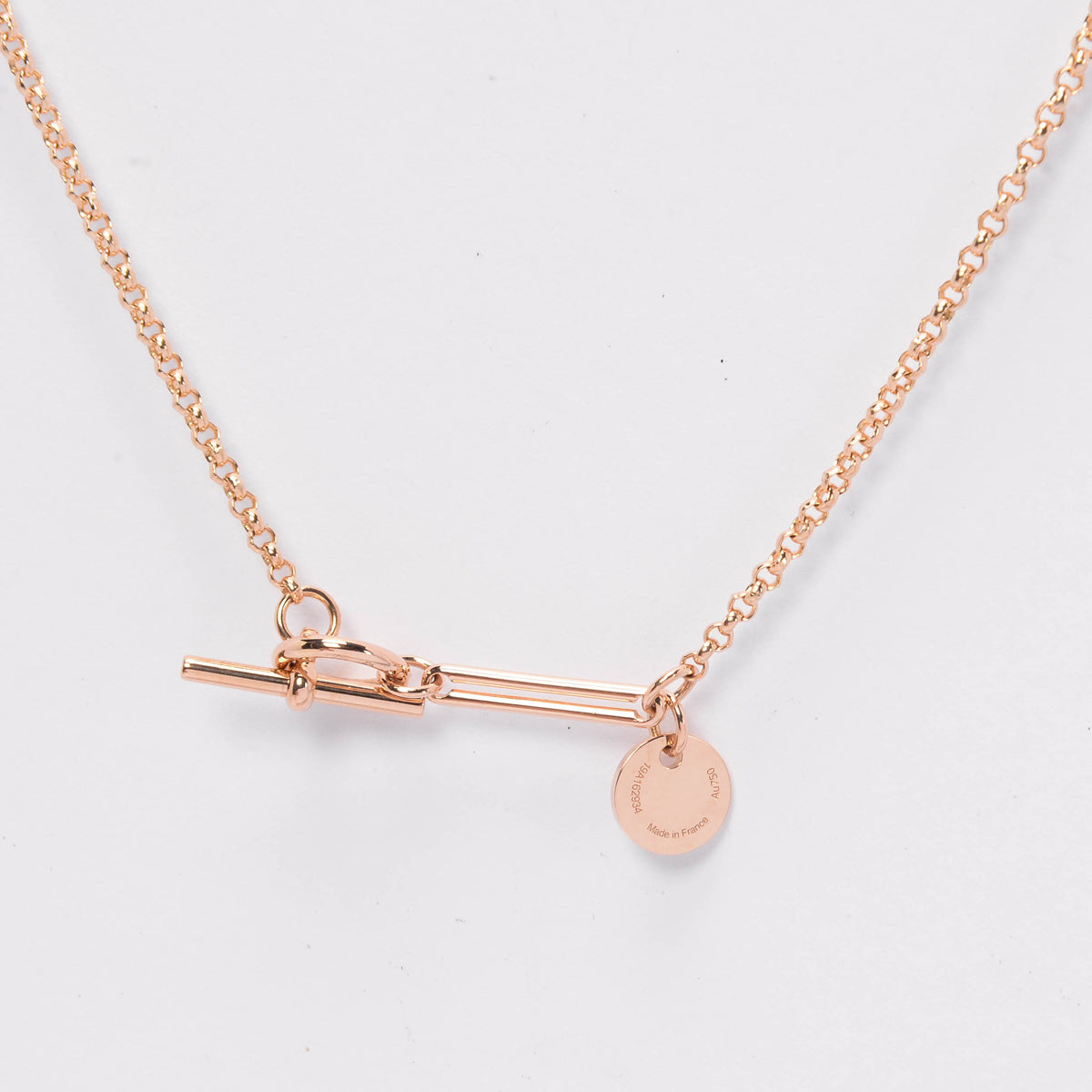 Hermes 18k Rose Gold Medium Model Ex-Libris Long Necklace