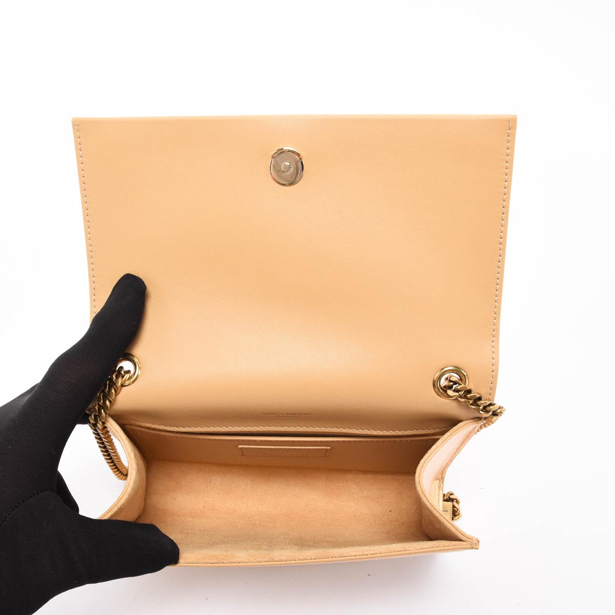 Saint Laurent Gold Metallic Calfskin Small Kate Tassel Bag