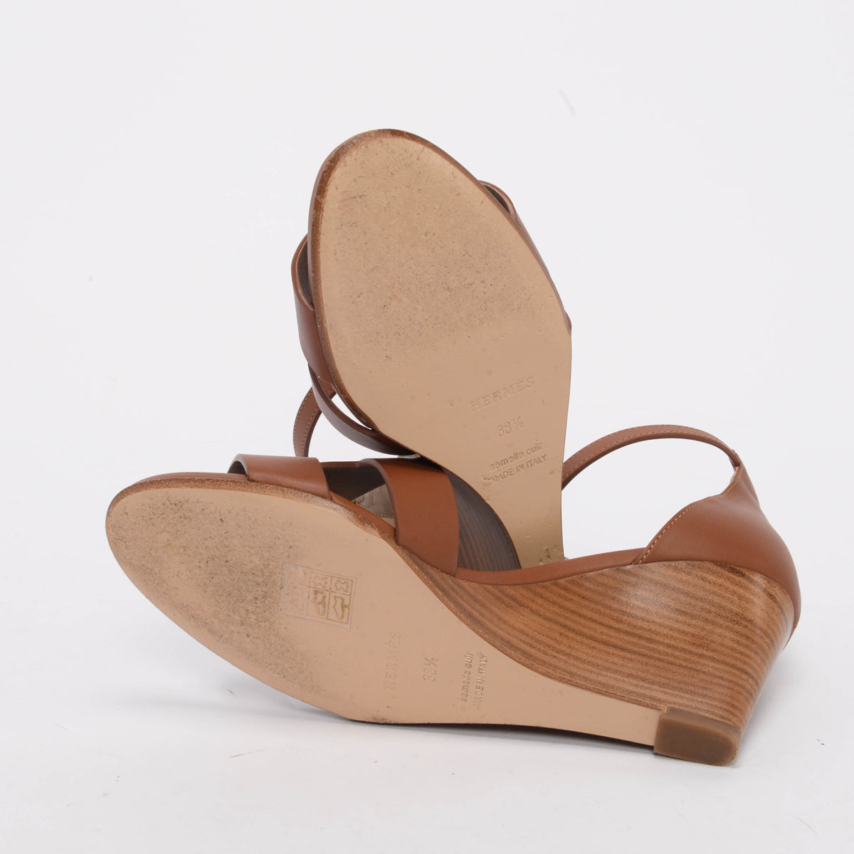 Hermes Gold Calfskin Legend Sandals 38.5