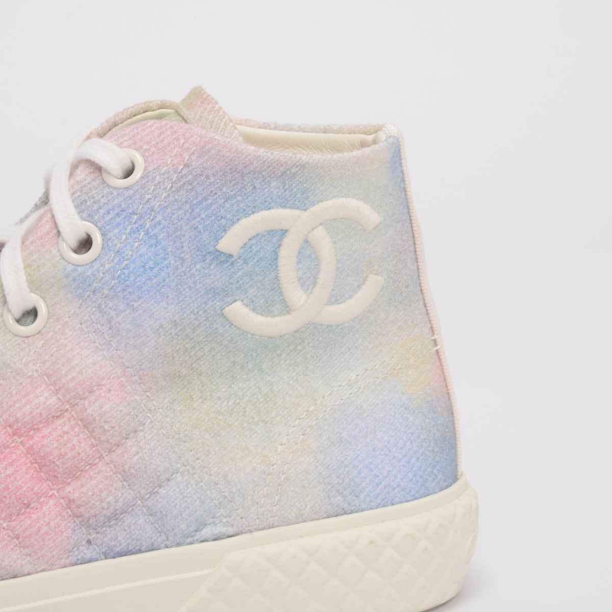 Chanel Pastel Tie-Dye Canvas High Top Sneakers 38
