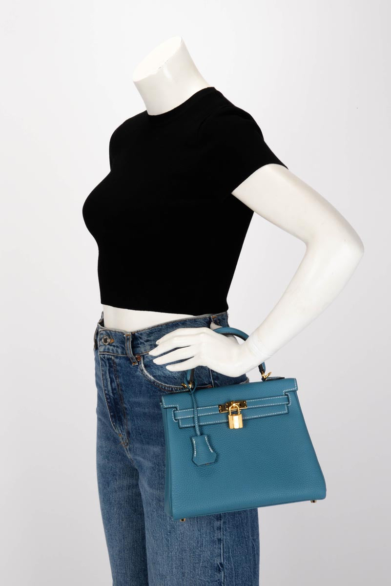 Hermes New Bleu Jean Togo Kelly 25 GHW