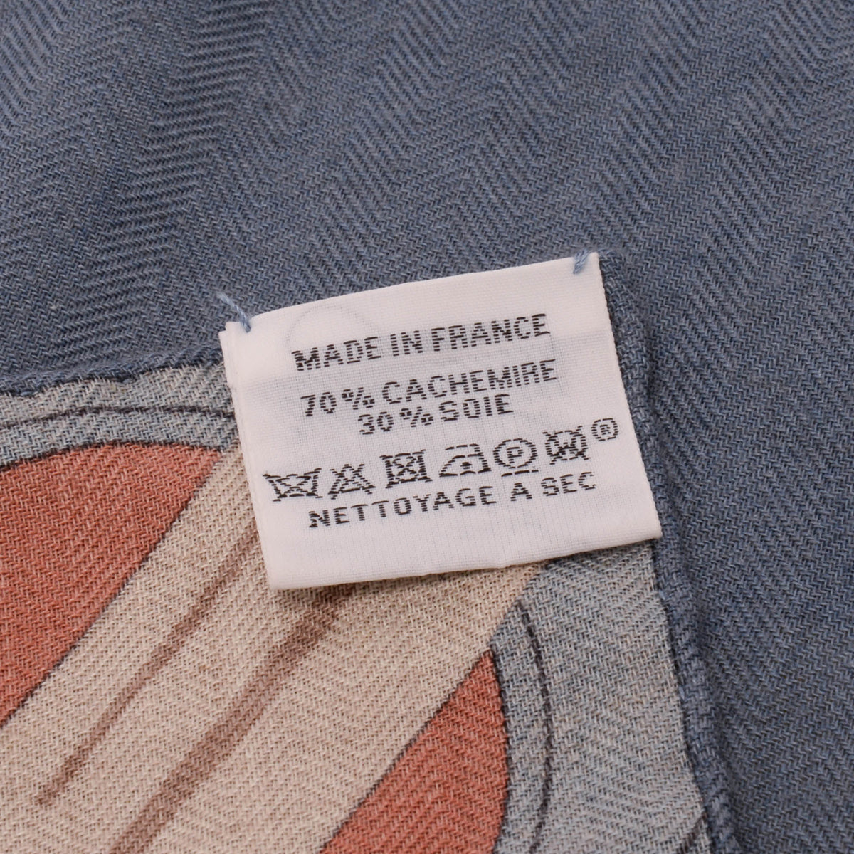 Hermes Blue Jean Cashmere Blend Encadre Eperon d'Or Scarf