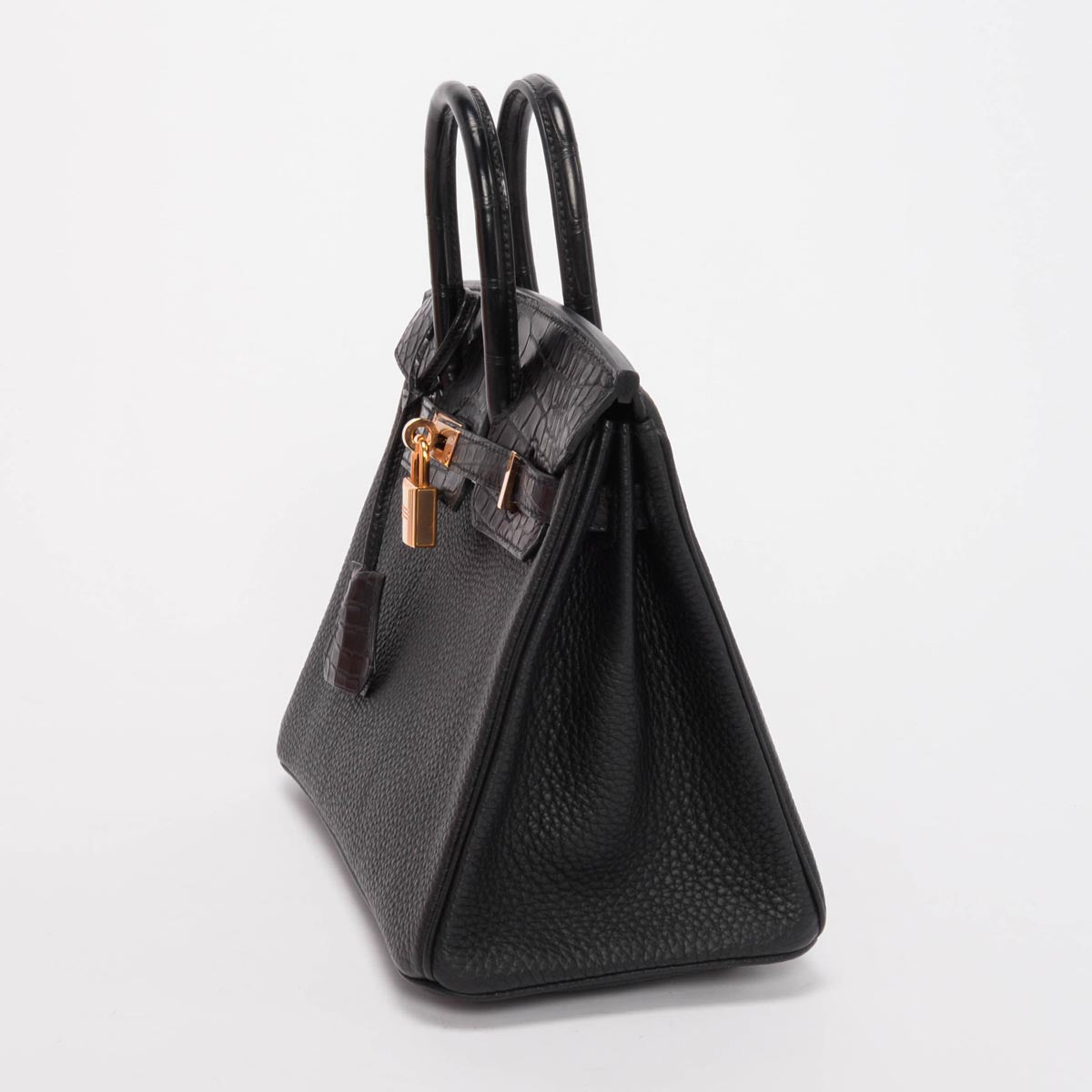 Hermes Black Togo & Alligator Mississippiensis Touch Birkin 25 RGHW