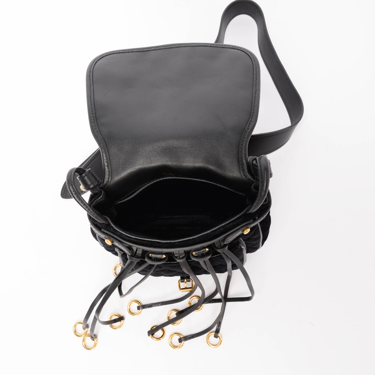 Prada Black Quilted Velvet Velluto Impuntu Corsaire Bag