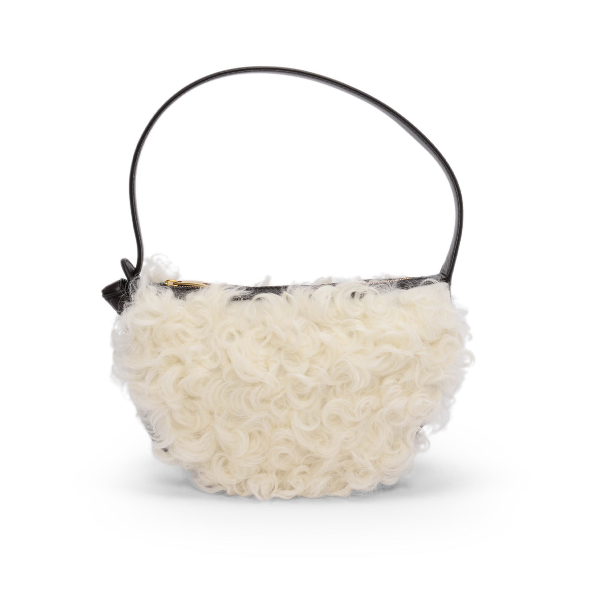 Bottega Veneta Fondant & White Shearling Mini Sunrise Bag