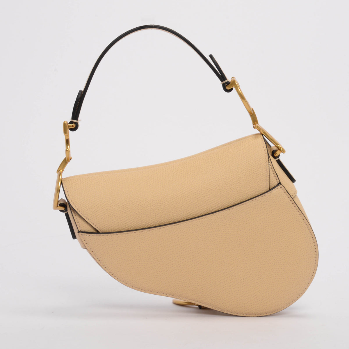 Dior Light Cream Grained Calfskin Mini Saddle Bag