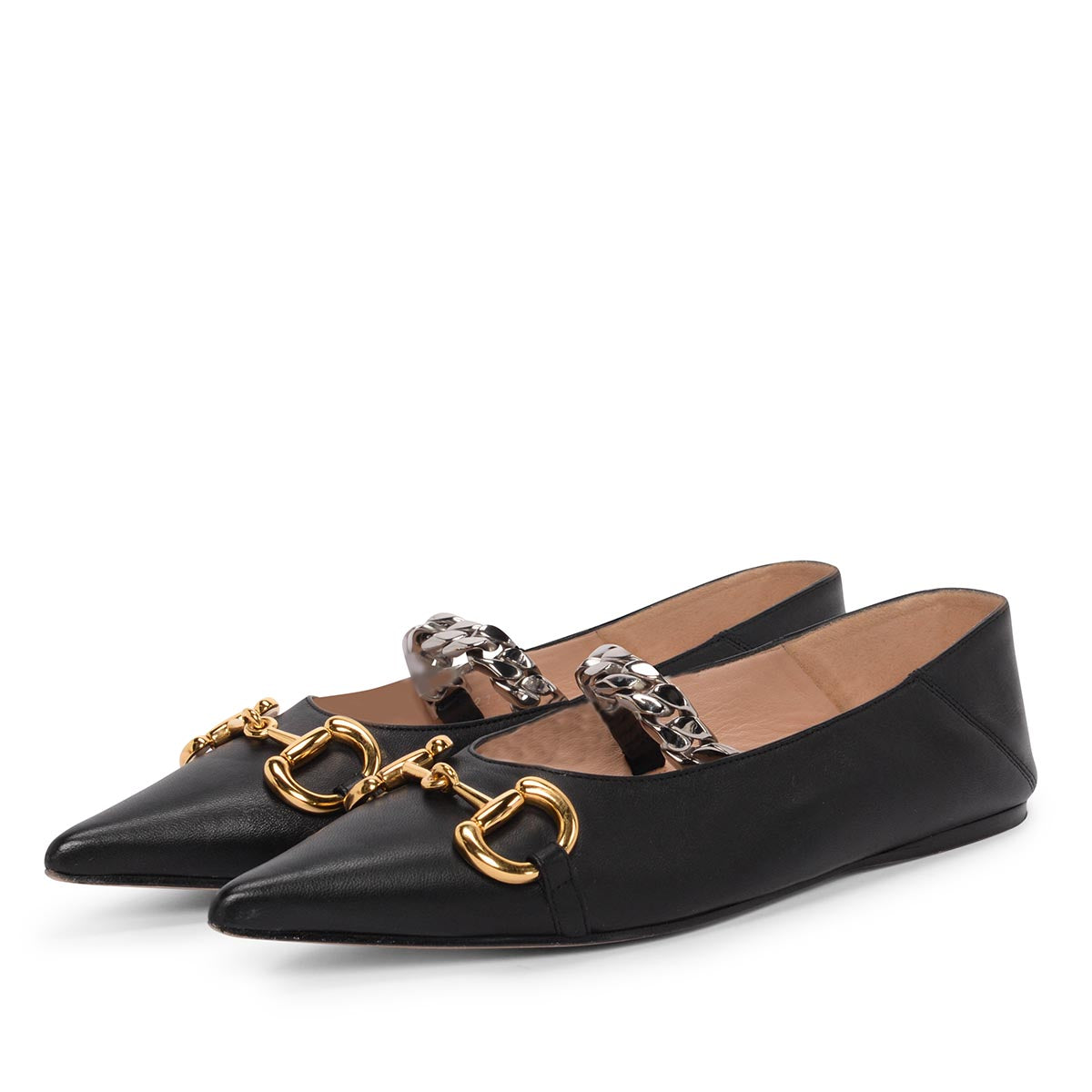 Gucci Black Calfskin Deva Horsebit Ballerina Flats 38