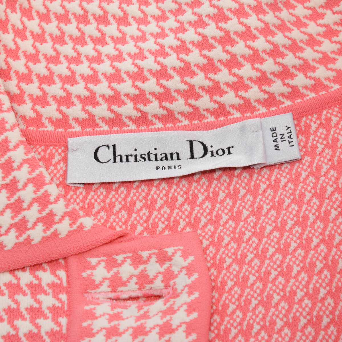 Dior Pink & White Technical Knit Dioriviera Short Sleeve Jacket FR 40