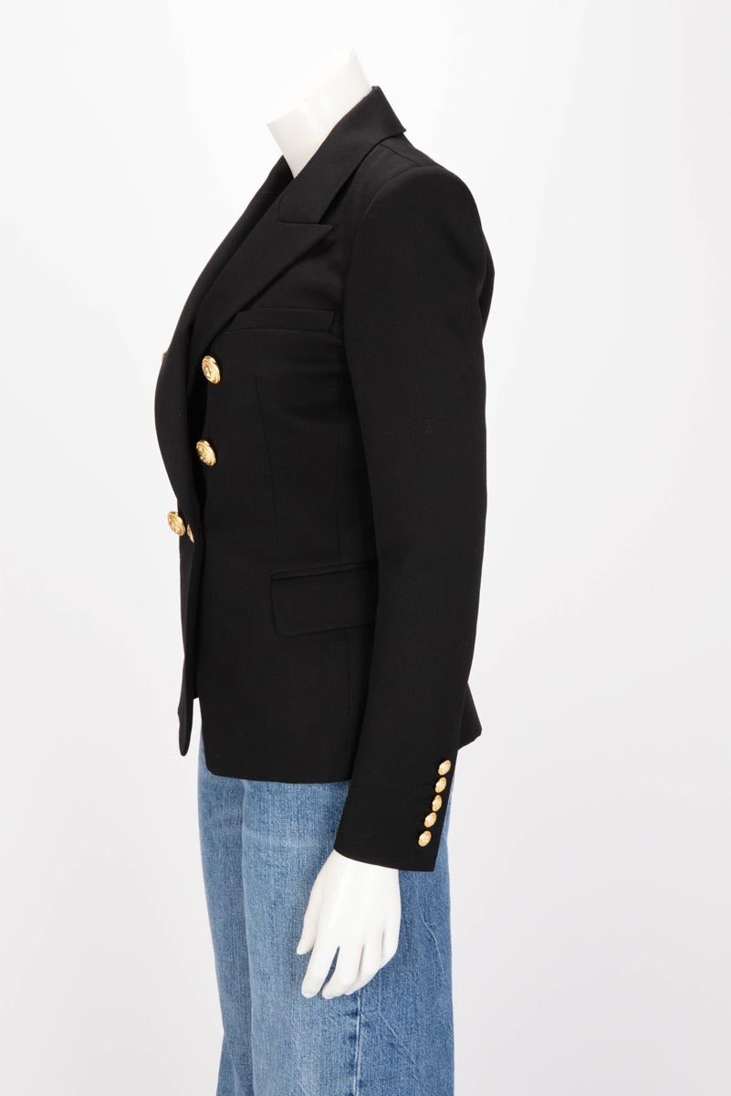Balmain Black Wool Twill Classic DB Blazer FR 40